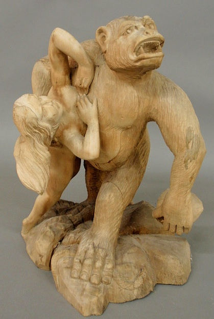 Appraisal: - Finely carved figure of King Kong and Ann Darrow