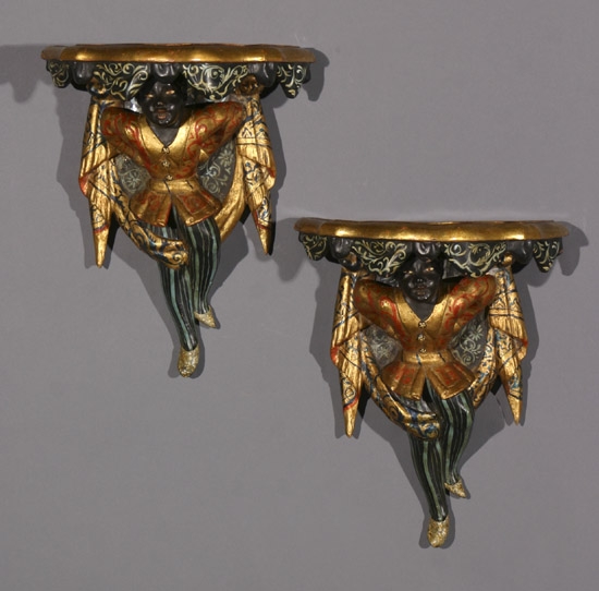 Appraisal: Pair of Venetian Style Parcel Gilt and Polychrome Decorated Terra-Cotta