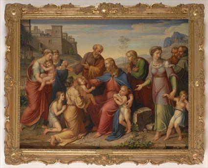 Appraisal: ITALIAN SCHOOL CHRIST SURROUNDED BY FIGURES IN A LANDSCAPE Oil