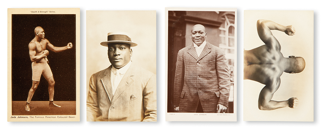 Appraisal: SPORT--BOXING JOHNSON JACK Four Real Photo postcards of Jack Johnson