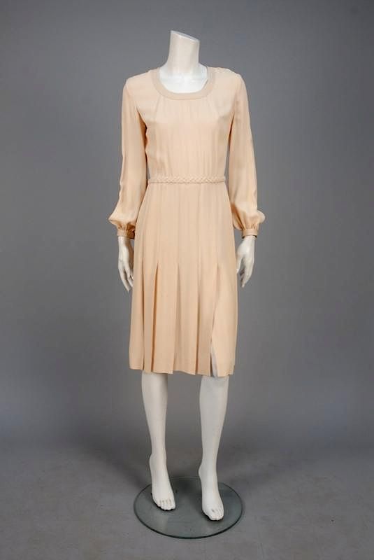 Appraisal: LUIS-MARI CREPE DAY DRESS s Sand color viscose blend having