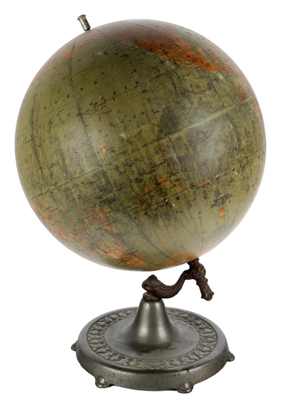 Appraisal: VINTAGE TERRESTRIAL GLOBEpublished by Rand-McNally and Co inscribed Simplified and