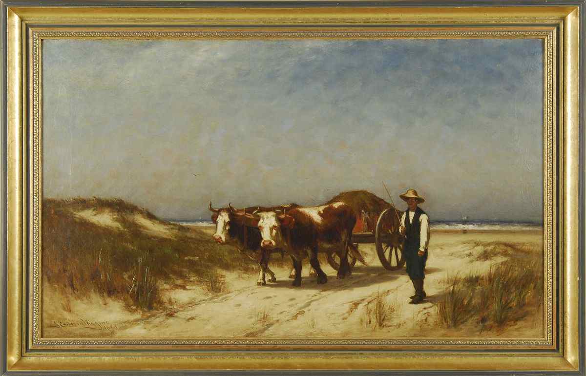 Appraisal: CARLETON WIGGINSAmerican - Going Home'' depicting a man and oxcart