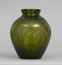 Appraisal: Legras Art Deco Glass Vase France circa late 's Peridot