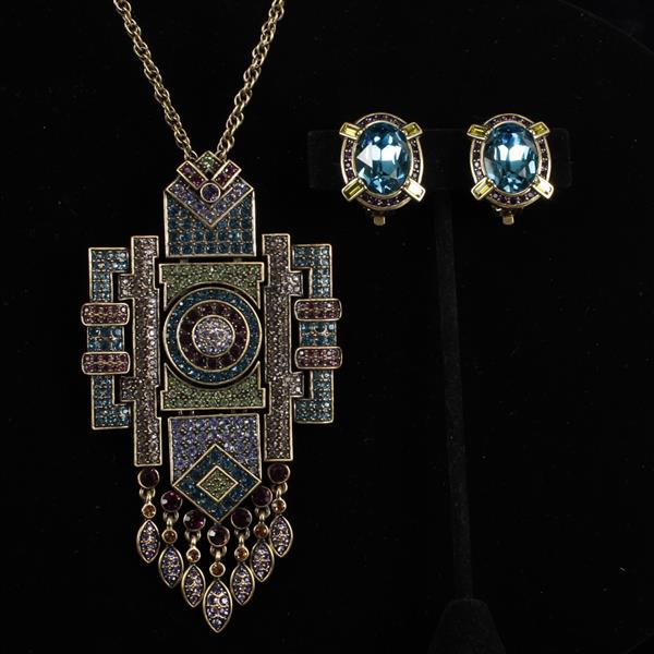 Appraisal: Heidi Daus pc Necklace Clip Earrings Necklace is nor marked