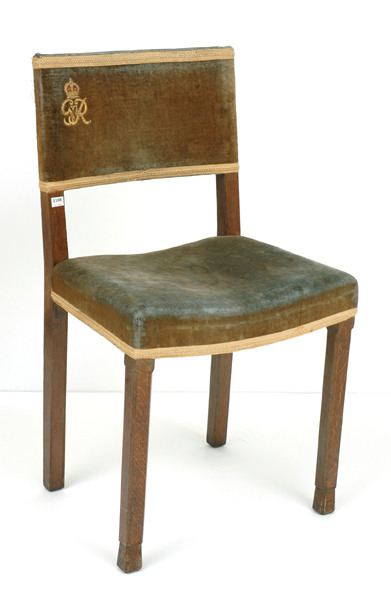 Appraisal: A GEORGE VI CORONATION CHAIR Having a velvet upholstered back