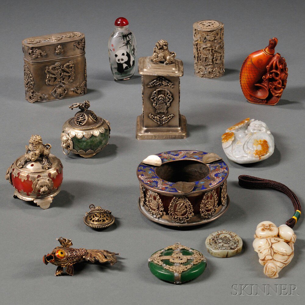 Appraisal: Thirteen Assorted Items China a cloisonne and glass ashtray dia