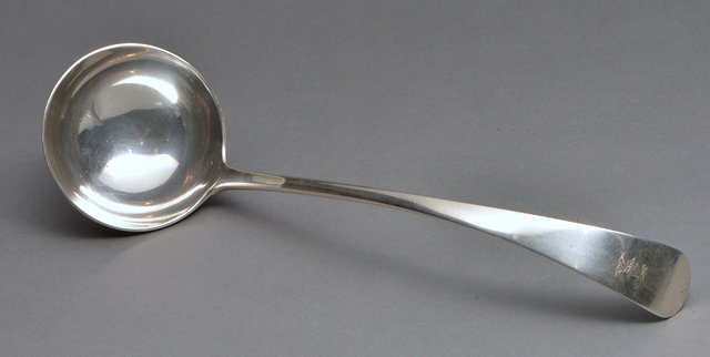 Appraisal: A PLAIN SILVER LADLE with engraved armorial London long ozs