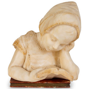 Appraisal: A Victorian Carved Marble Head of Young Child Reading a