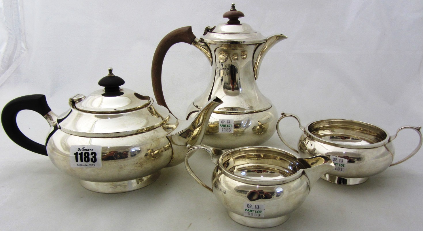 Appraisal: A silver matched three piece tea set comprising a teapot