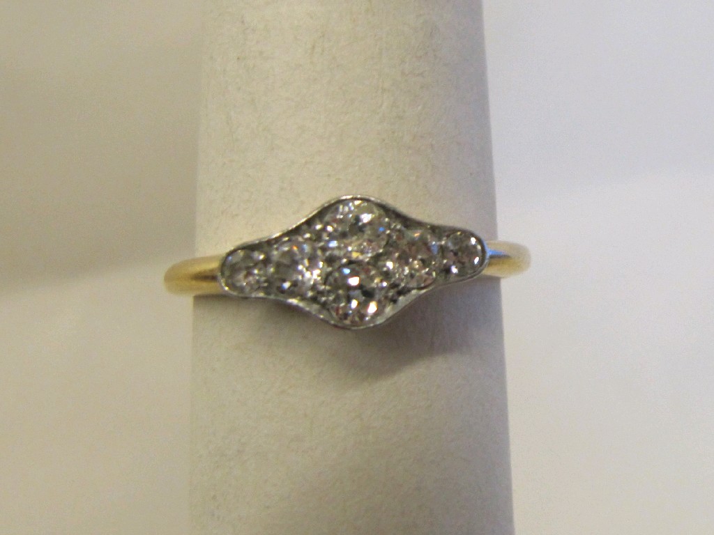 Appraisal: Nineteen thirties ct gold six stone rose cut diamond set