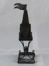 Appraisal: Judaica An antique silver filigree spice tower the rectangular tower