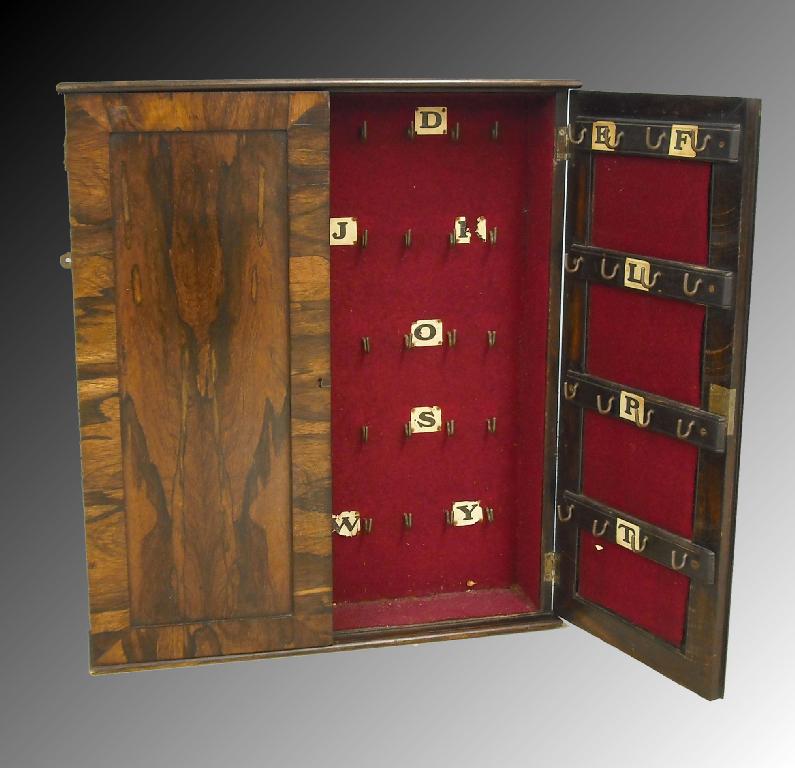 Appraisal: th century rosewood hanging key cabinet with two cupboard doors