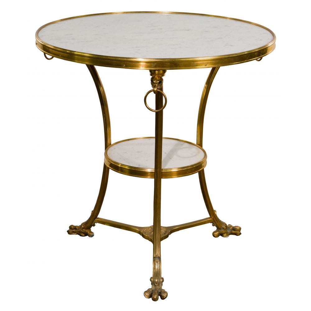 Appraisal: FRENCH EMPIRE STYLE BRASS AND MARBLE EAGLE GUERIDON TABLE -tiered