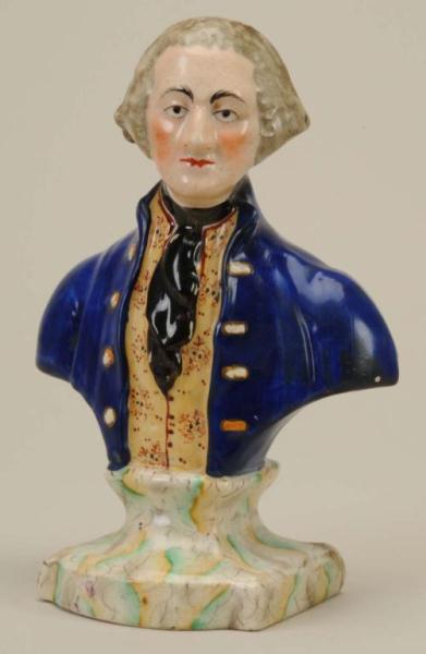 Appraisal: Staffordshire Bust of Washington Description Wearing a blue coat and