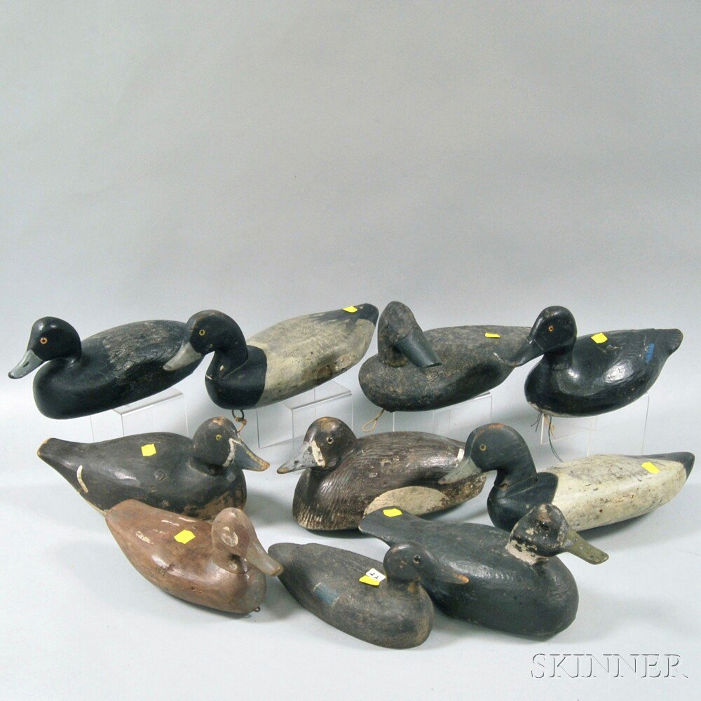 Appraisal: Ten Assorted Carved and Painted Waterfowl Decoys including a broadbilled