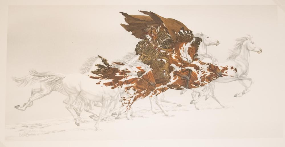 Appraisal: BEV DOOLITTLE California born offset lithograph Eagle's Flight Signed lower