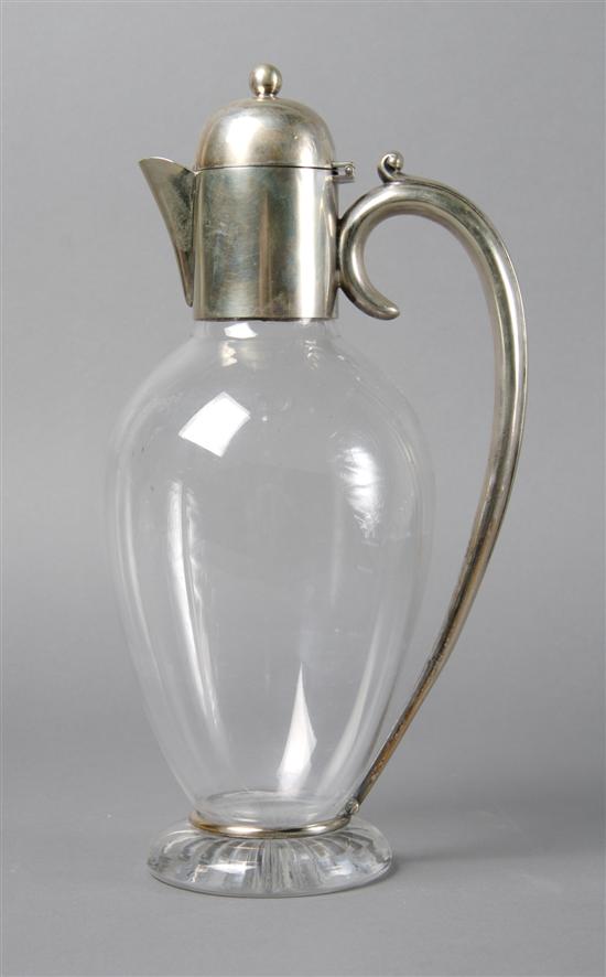 Appraisal: A Silver and Glass Pitcher Height inches