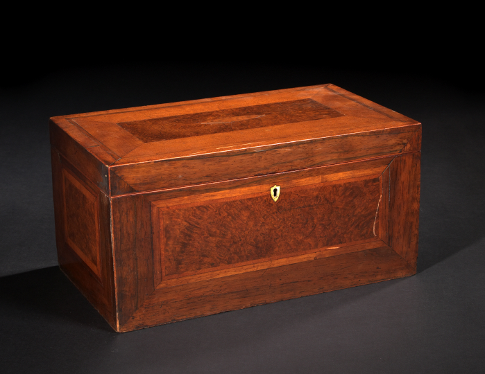 Appraisal: Good Georgian Mahogany Burlwood and Marquetry Jewel Box Workbox first