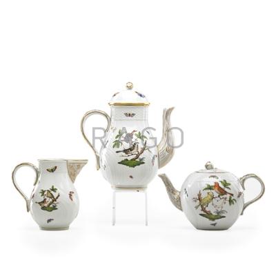 Appraisal: HEREND Three piece porcelain tea set in the Rothschild Bird