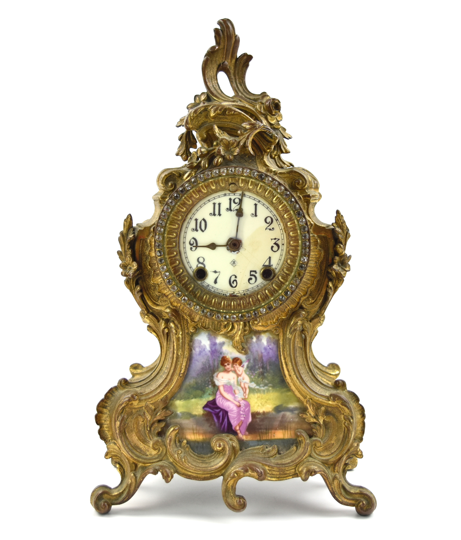 Appraisal: Gilt Bronze Clock finely decorated with floral and foliate moldings