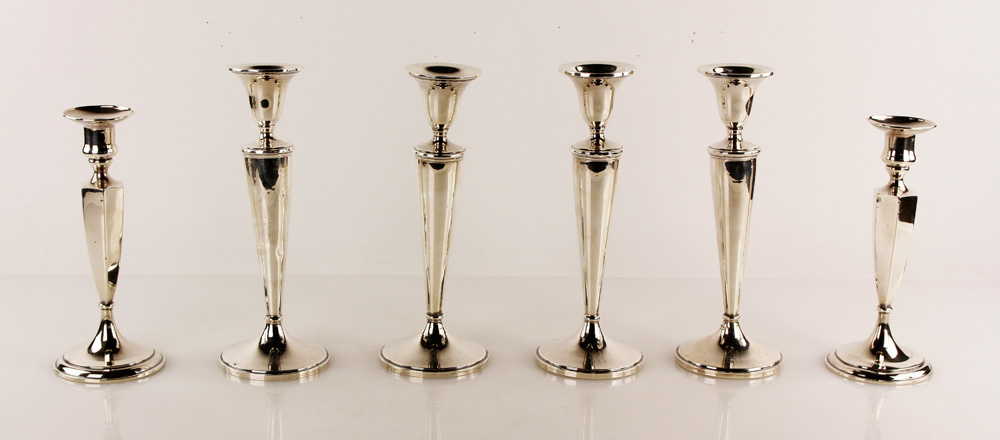 Appraisal: - Sterling Silver Candlesticks Lot of six candlesticks sterling silver