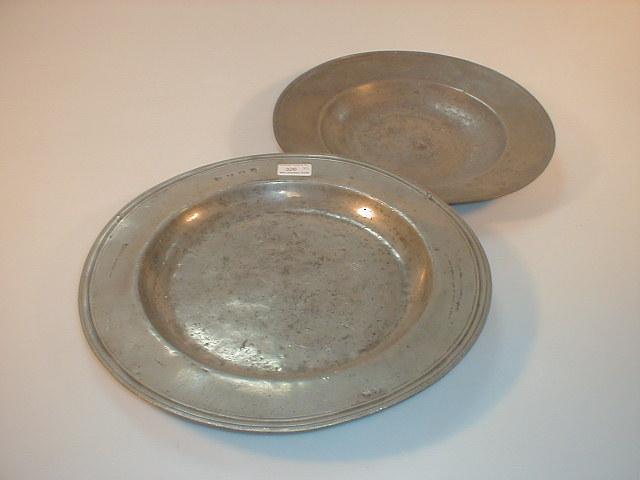 Appraisal: An thC pewter charger cm diameter and another old pewter