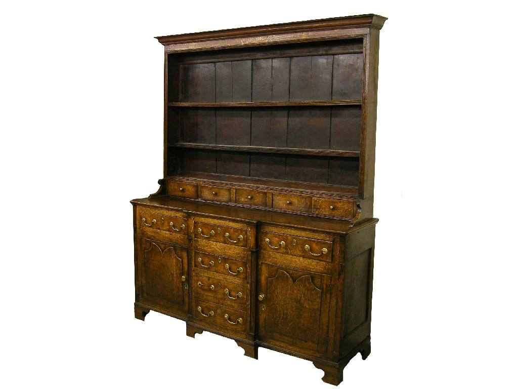 Appraisal: Good George III oak breakfront dresser the raised back with