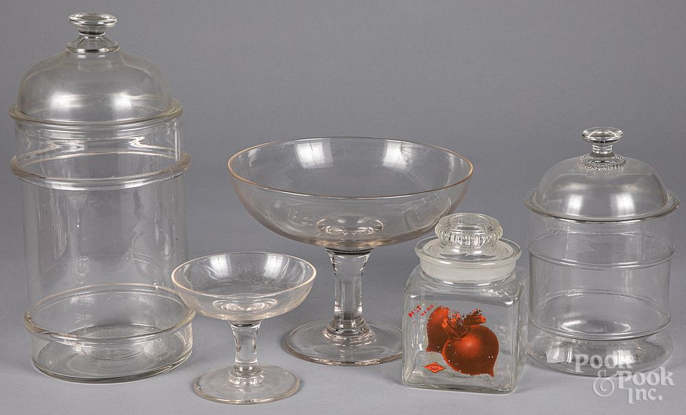 Appraisal: Five pieces of colorless glass th and th c Five