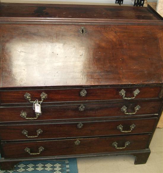 Appraisal: George III mahogany bureau bookcase base the fall flap enclosing