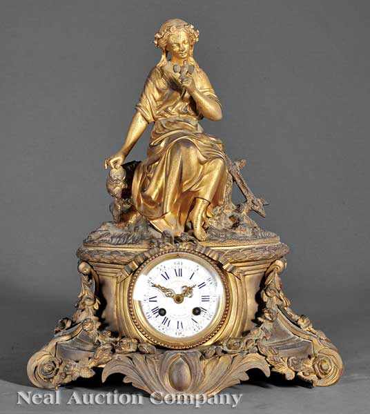 Appraisal: A Napoleon III Gilt Bronze Figural Mantel Clock c surmounted