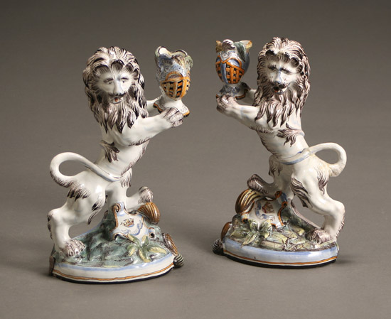 Appraisal: Pair of Saint-Cl ment Faience Candlesticks First Quarter th Century