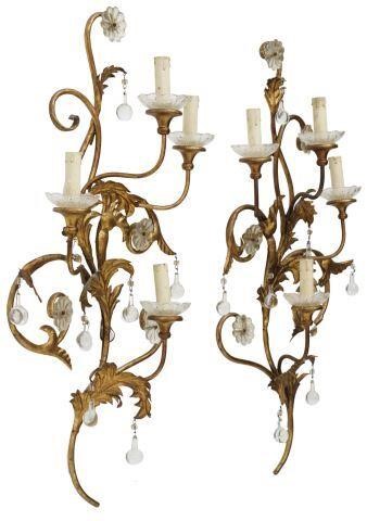 Appraisal: pair Italian Louis XV style gilt iron sconces th c