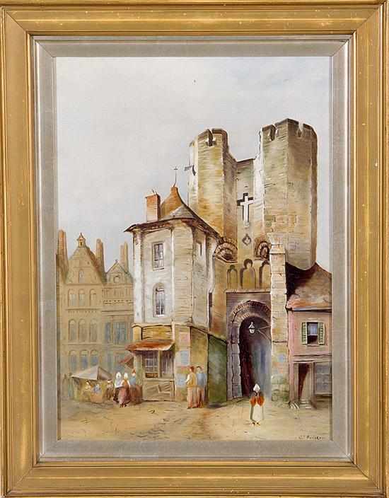 Appraisal: G F Rowntree British school th century STREET SCENE WITH