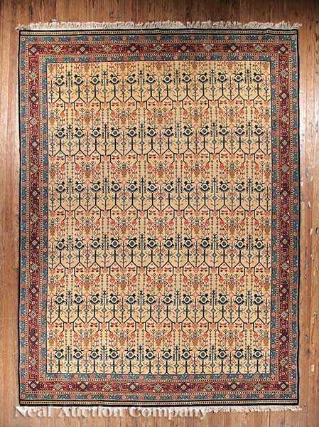 Appraisal: A Contemporary Chinese Rug salmon ground overall geometric floral design