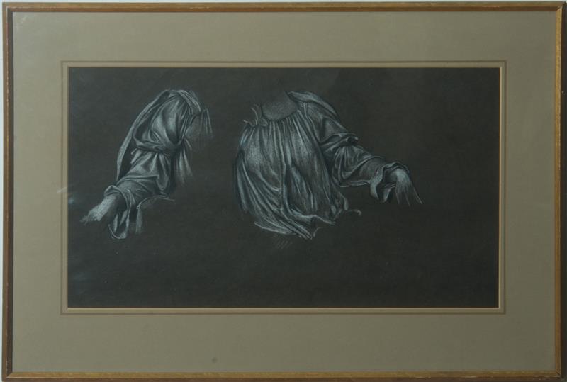 Appraisal: EVELYN DE MORGAN - STUDIES OF DRAPED FABRIC Chalk on