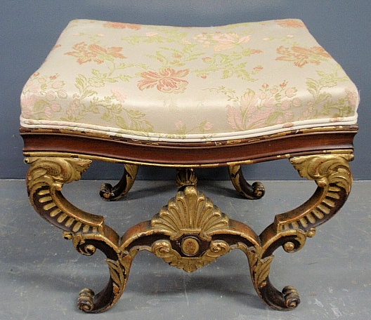 Appraisal: - Italian classical gilt and paint decorated mahogany stool c