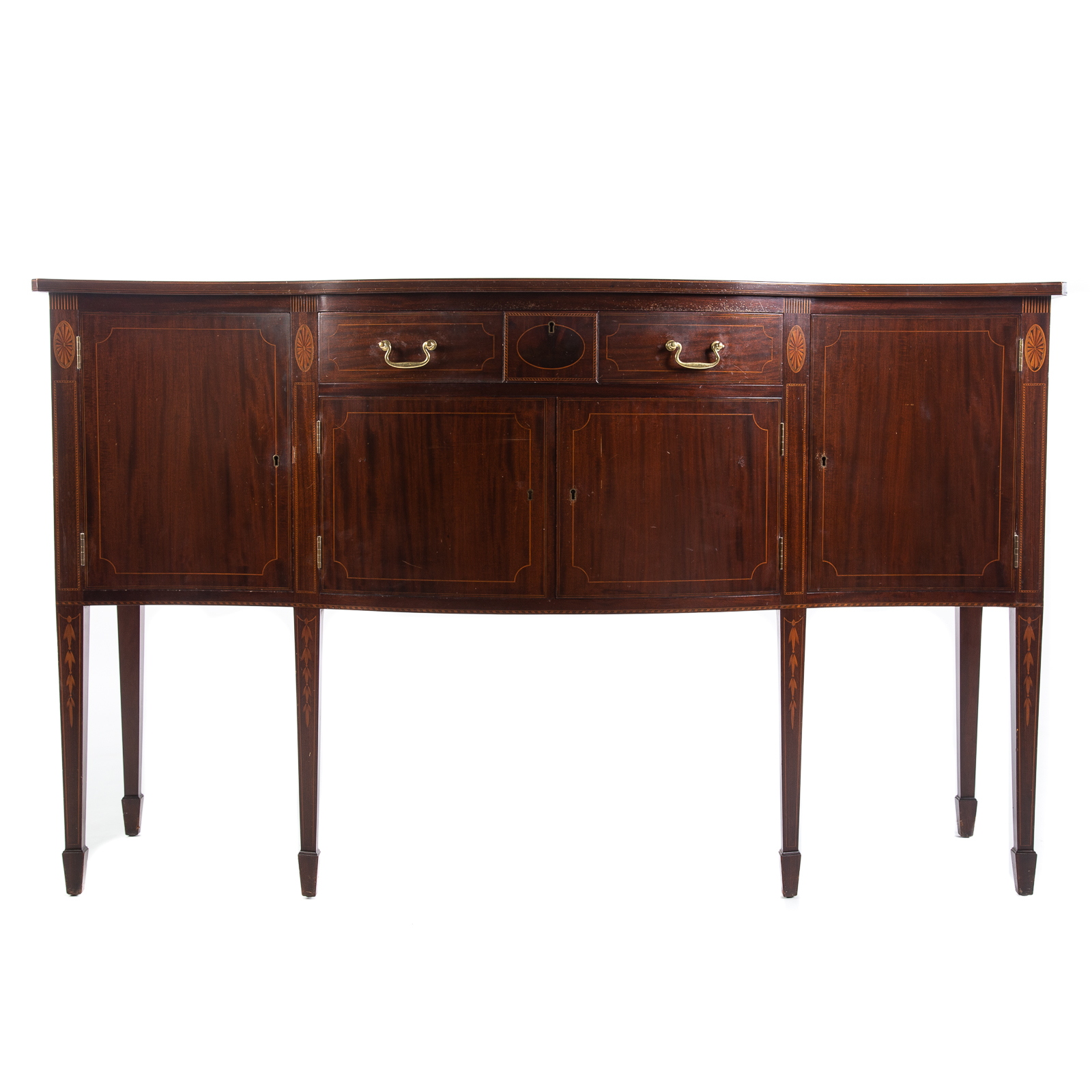 Appraisal: POTTHAST FEDERAL STYLE MAHOGANY INLAID SIDEBOARD th century shaped top