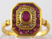 Appraisal: A yellow metal tests carat gold ruby and diamond ring