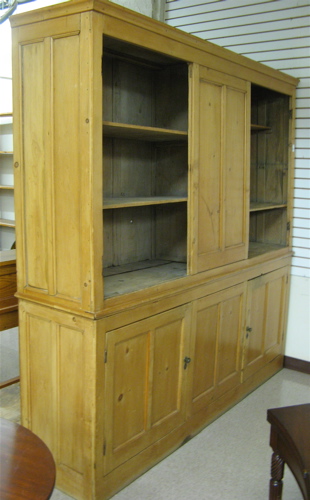 Appraisal: LARGE PINE CUPBOARD IN TWO SECTIONS Continental th century The