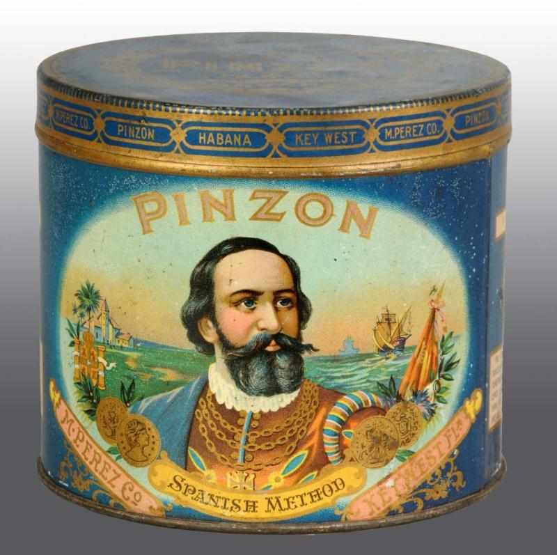 Appraisal: Pinzon Cigar Tin Description Images on two sides Original lid