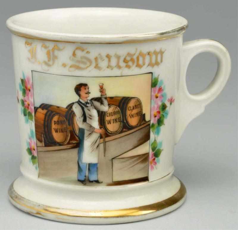 Appraisal: Wine Maker Shaving Mug Gilded J F Seusom Nice image