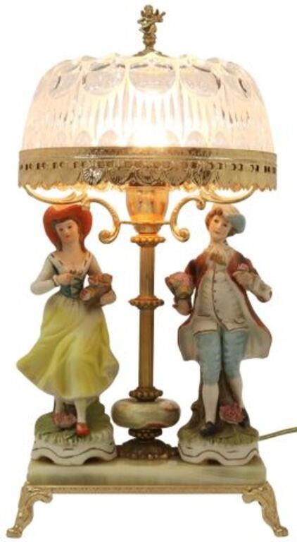 Appraisal: Single-light boudoir lamp th c having gilt metal finial depicting