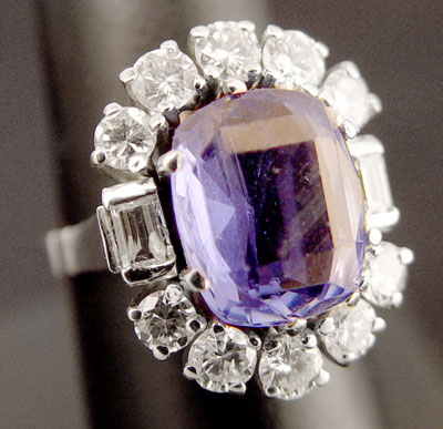 Appraisal: EXQUISITE SAPPHIRE AND DIAMOND RING Ct rectangular cushion cut sapphire