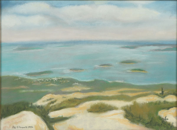 Appraisal: Ray H French American - Coastal view Pastel Signed lower