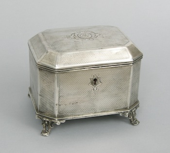 Appraisal: A Continental Silver Tea Caddy A continental silver tea caddy