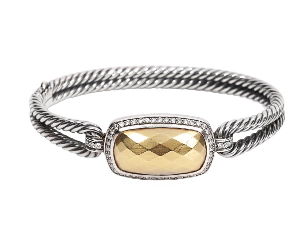 Appraisal: YURMAN ALBION DIAMOND STERLING K YG BRACELETDavid Yurman Albion diamond