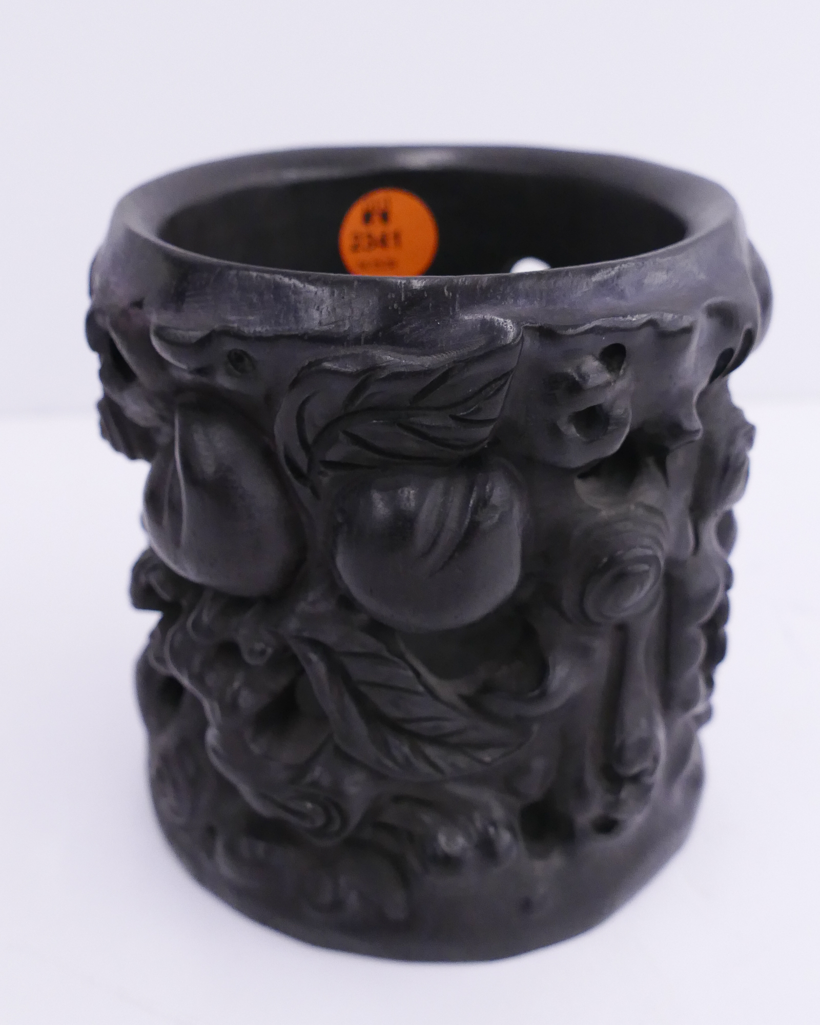 Appraisal: Chinese Hardwood Peach Brush Pot- ''