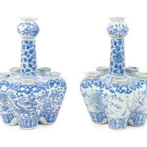 Appraisal: Two Similar Chinese Blue and White Porcelain Tulip Vases TH