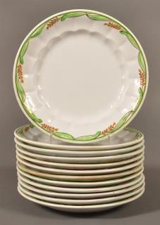 Appraisal: Ironstone China Green Wheat Twelve Ironstone China Green Wheat Pattern